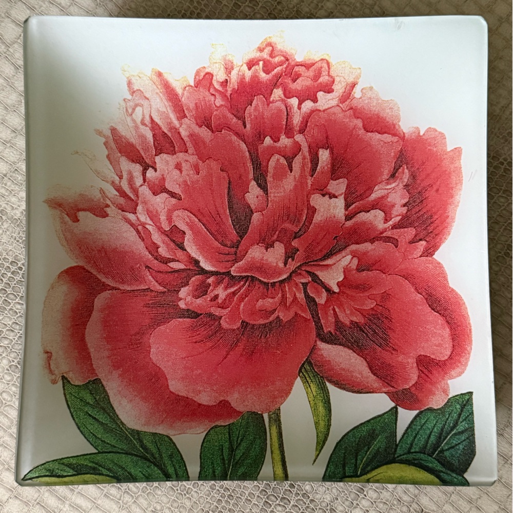Ben’s Garden decoupage Plate with beautiful Peony Design